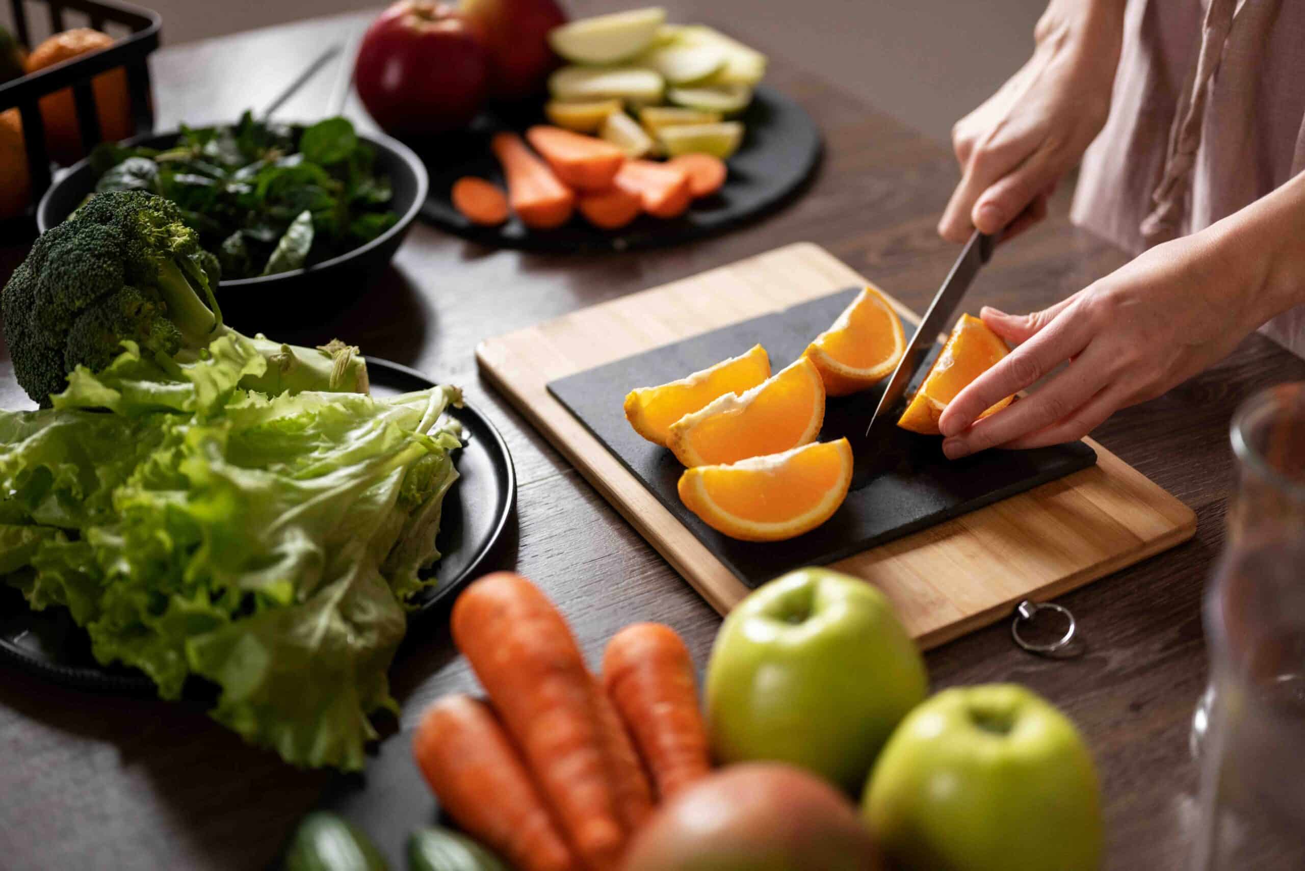 woman preparing here balance diet
